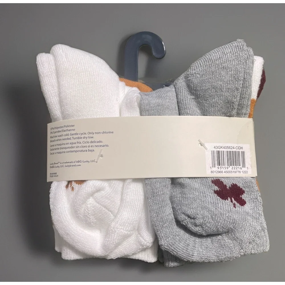 NEW Lucky Brand 5 Pair Boys Crew‎ Socks Size 7-10 Brown Cream Grey Casual Soft